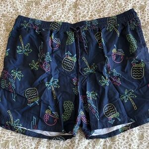 No Boundaries Neon Tropical Print Men's Swim Shorts